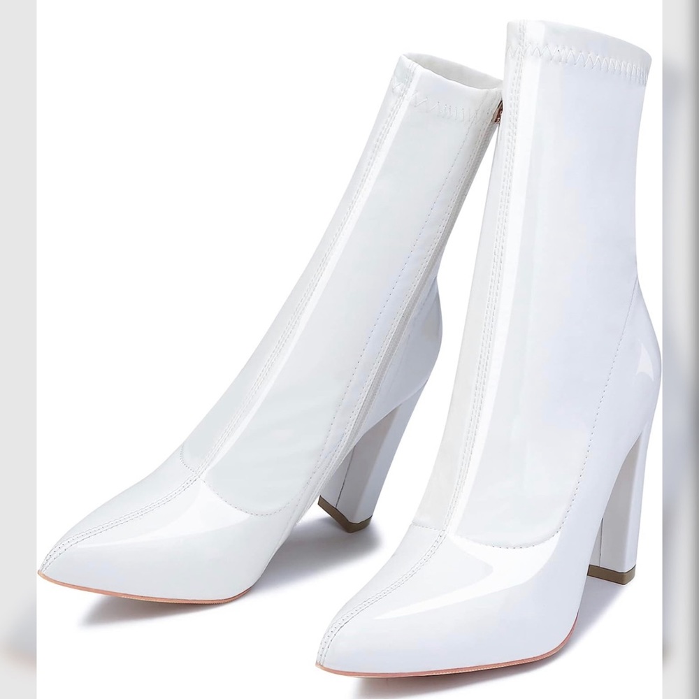 Women's Fashion Ankle Boots Comfy Pointed Toe Chunky High Heels Sexy Side Zipper